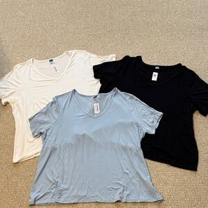 Old Navy Women's Luxe V-Neck Tees - Black, White, Light Blue